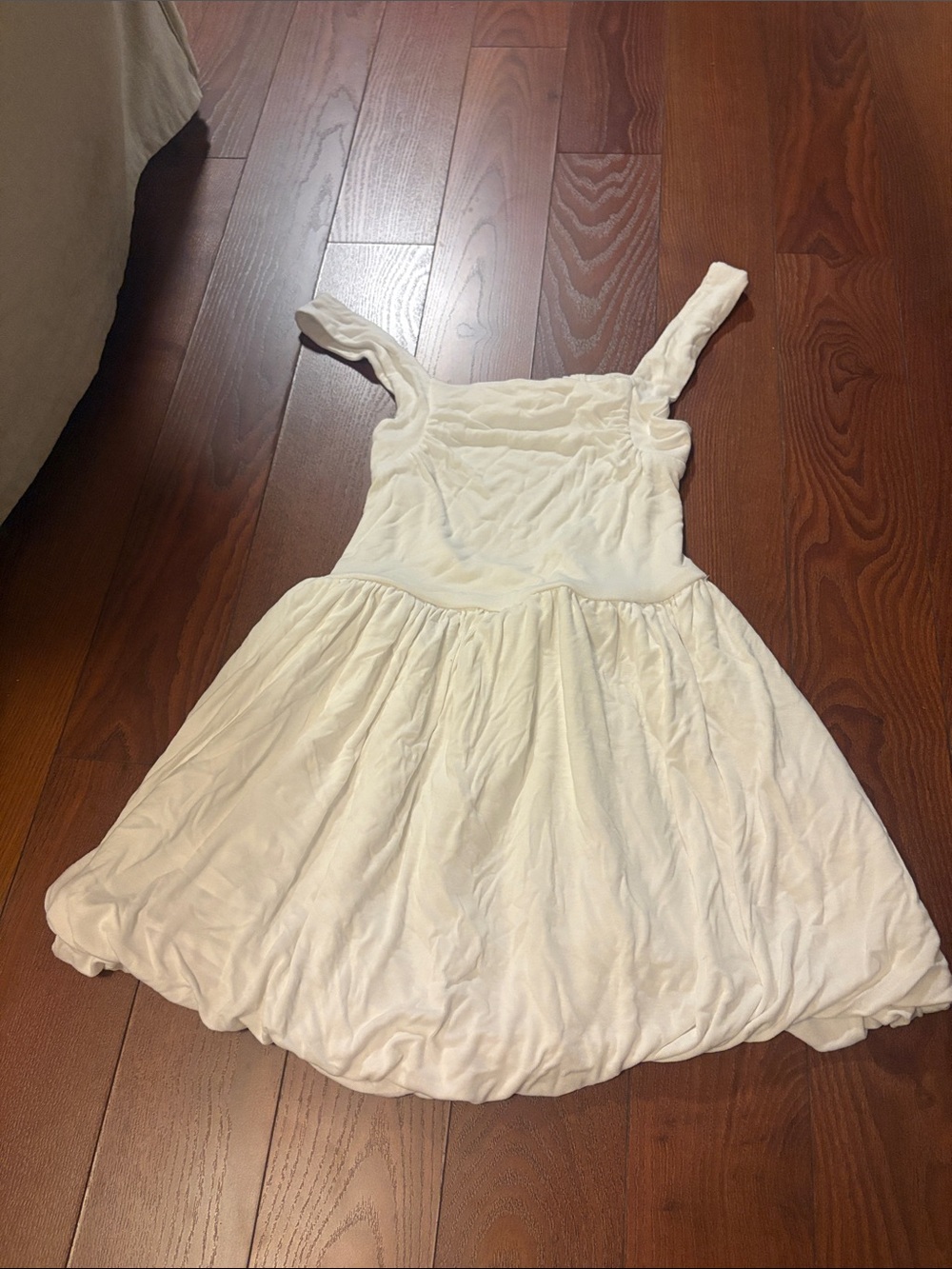 White Sleeveless Bubble Hem Mini Dress